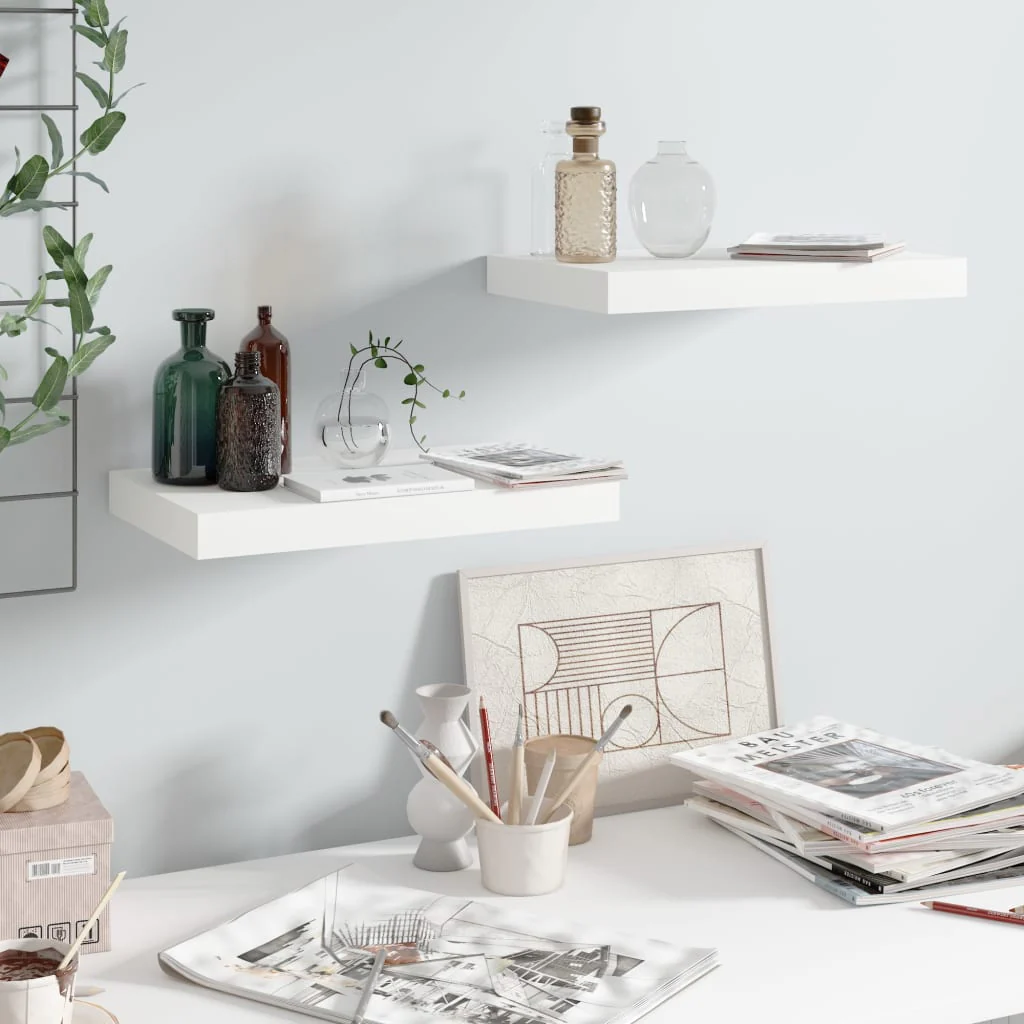 Berkfield Floating Wall Shelves 2 pcs High Gloss White 40x23x3.8 cm MDF