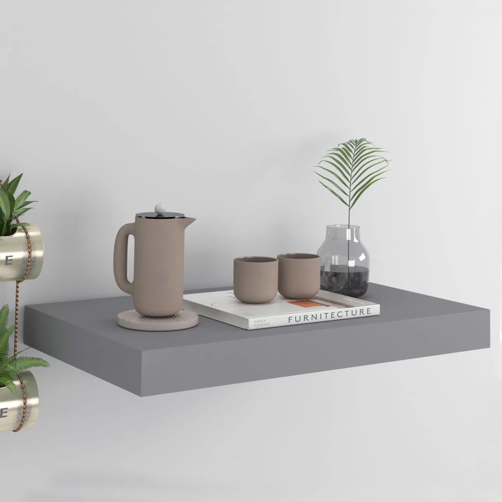 Berkfield Floating Wall Shelf Grey 40x23x3.8 cm MDF