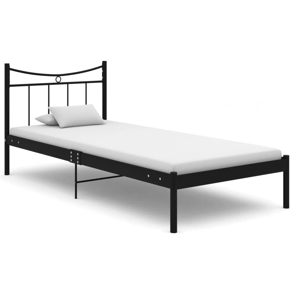 Berkfield Bed Frame Black Metal 90x200 cm