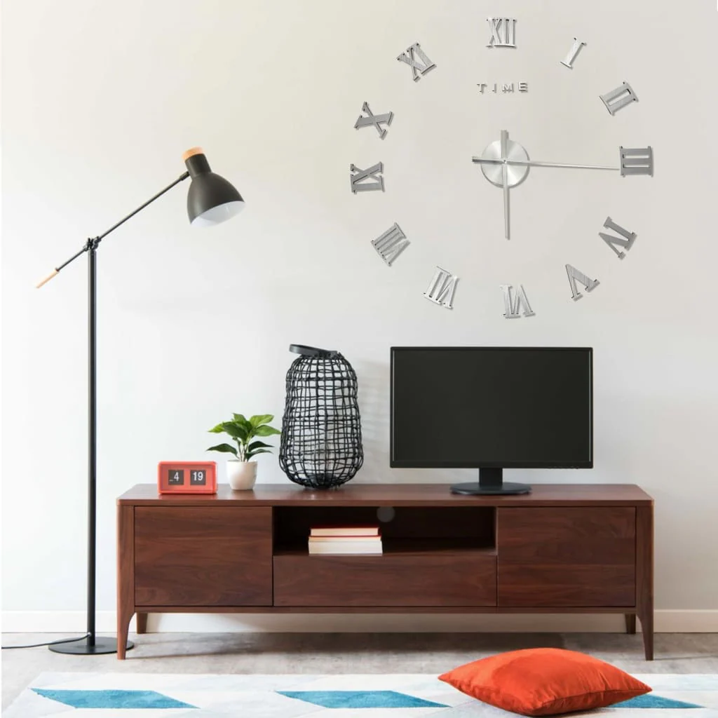 Berkfield 3D Wall Clock Modern Design Silver 100 cm XXL