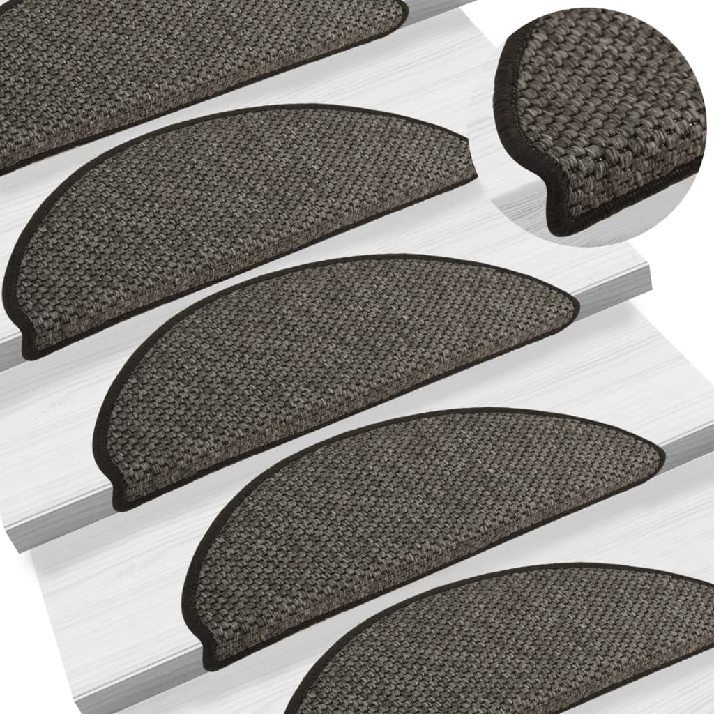 Berkfield Stair Mats Self-adhesive Sisal-Look 15 pcs 65x21x4 cm Anthracite