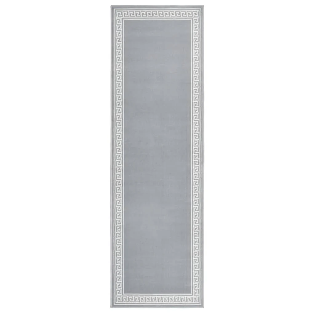 Berkfield Runner Rug BCF Grey with Motif 100x350 cm