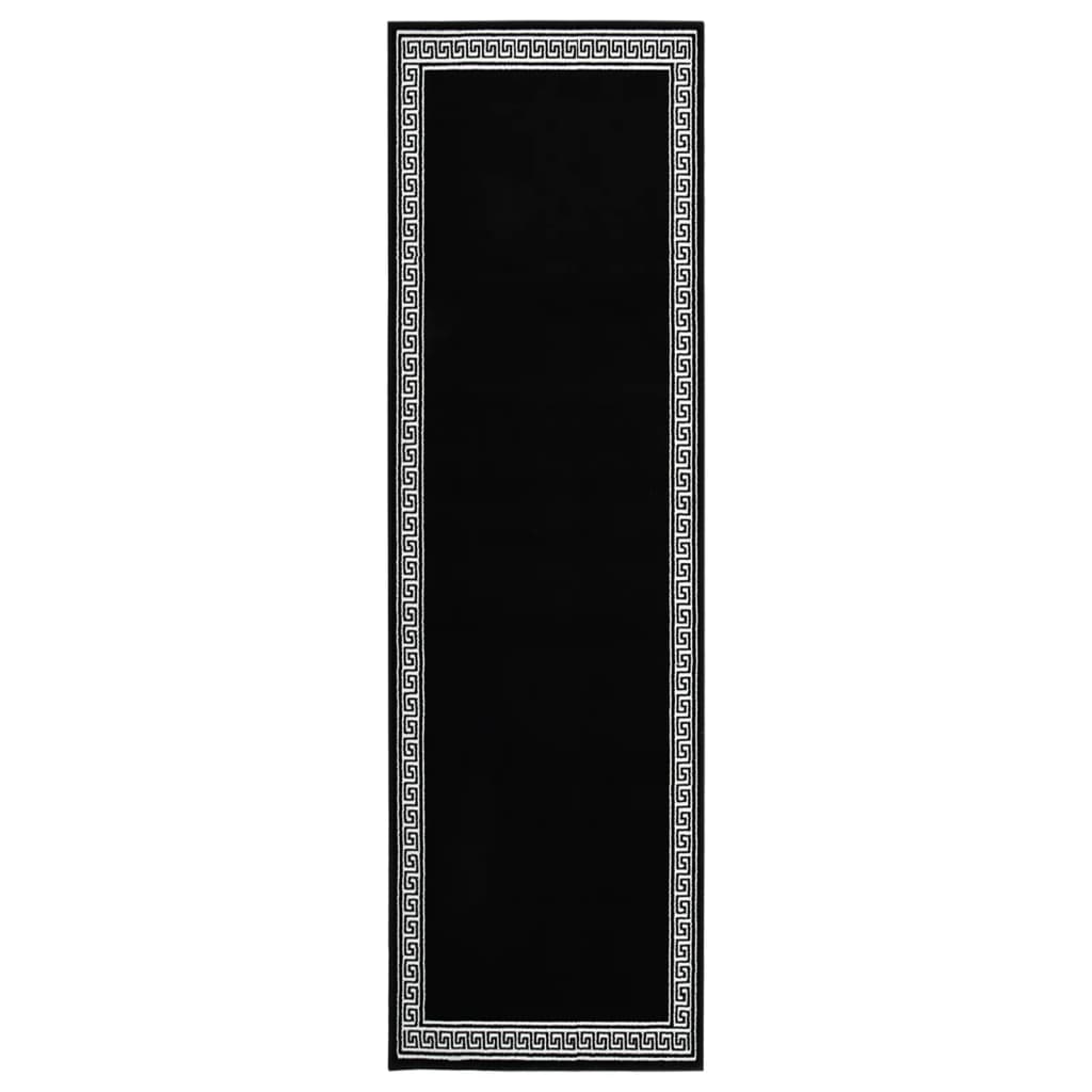 Berkfield Runner Rug BCF Black with Motif 100x400 cm