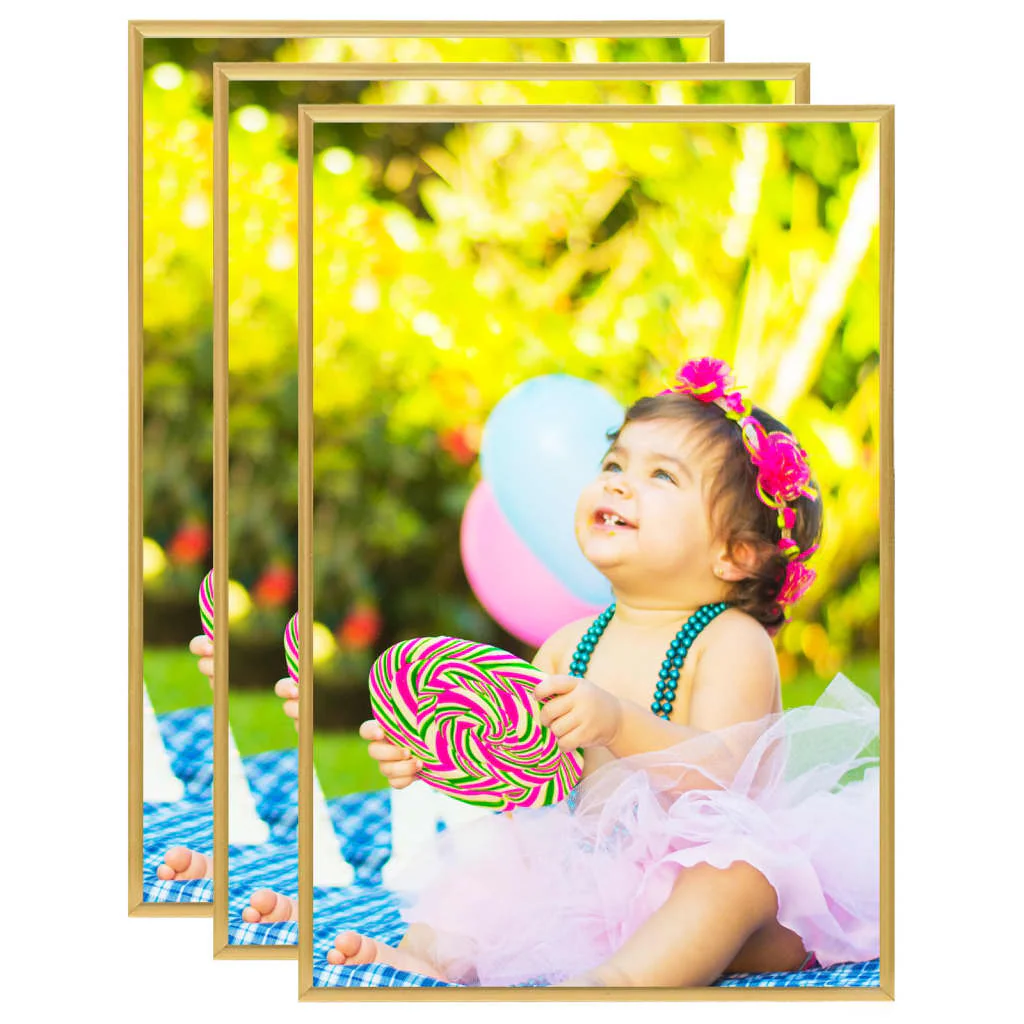 Berkfield Photo Frames Collage 3 pcs for Wall or Table Gold 28x35 cm MDF