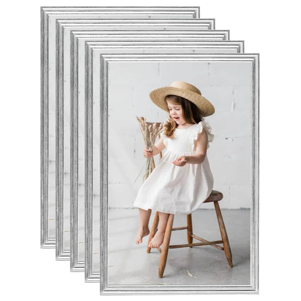 Berkfield Photo Frames Collage 5 pcs for Table Silver 30x30cm MDF