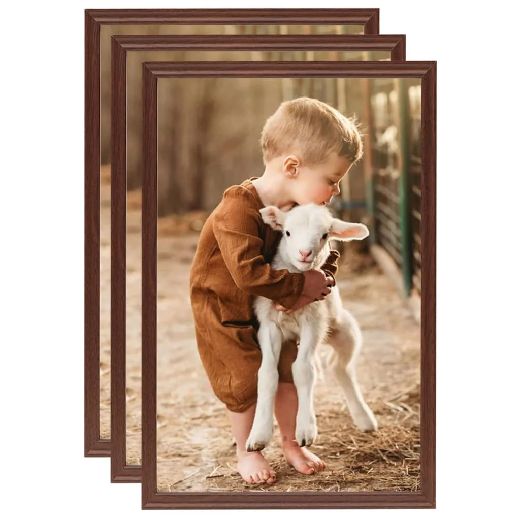 Berkfield Photo Frames Collage 3pcs for Wall or Table Brown 42x59.4cm MDF