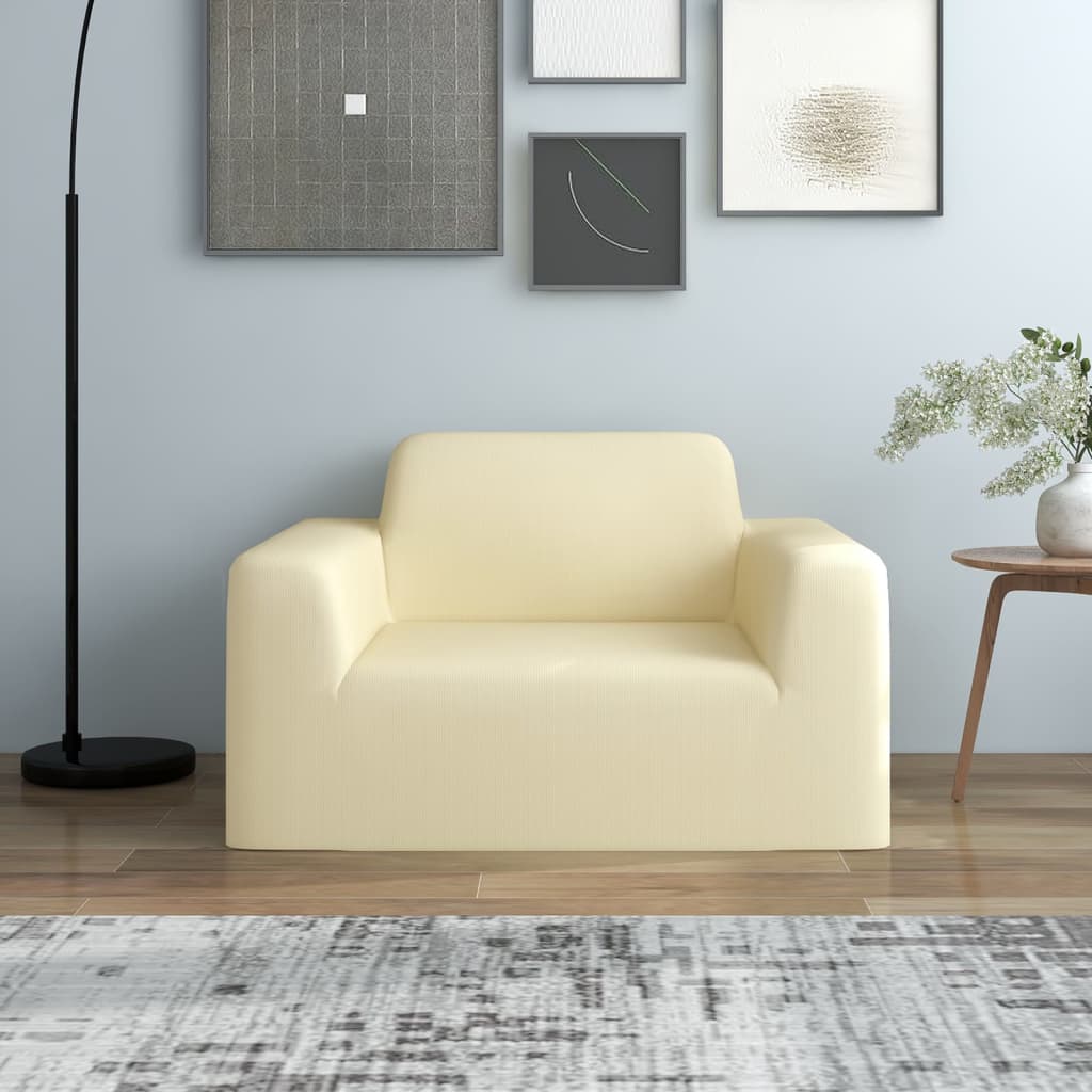 Berkfield Stretch Couch Slipcover Cream Polyester Jersey