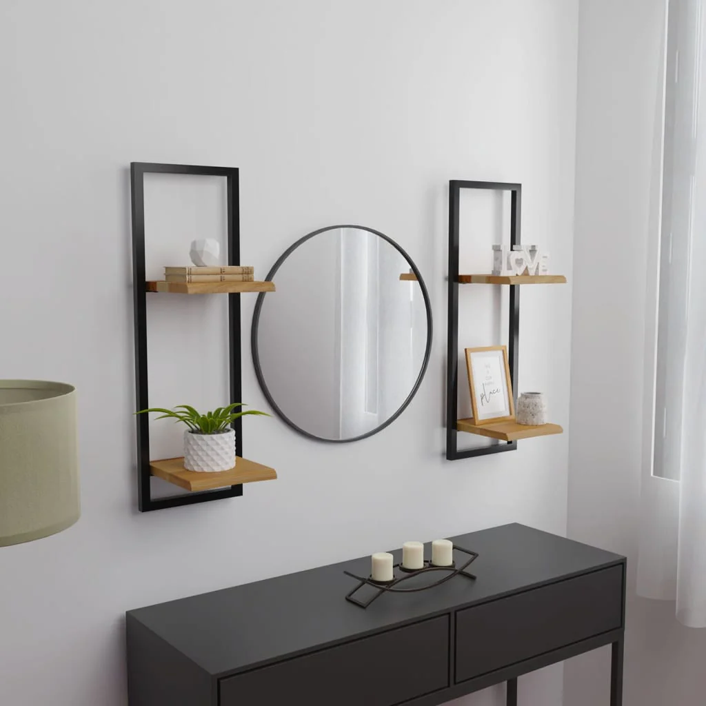 Berkfield Wall Shelves 2 pcs 25x25x75 cm Solid Wood Acacia and Steel