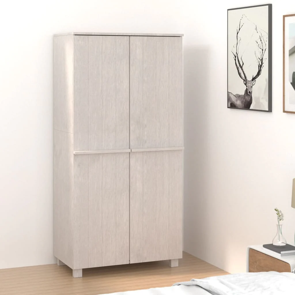 Berkfield Wardrobe HAMAR White 89x50x180 cm Solid Wood Pine