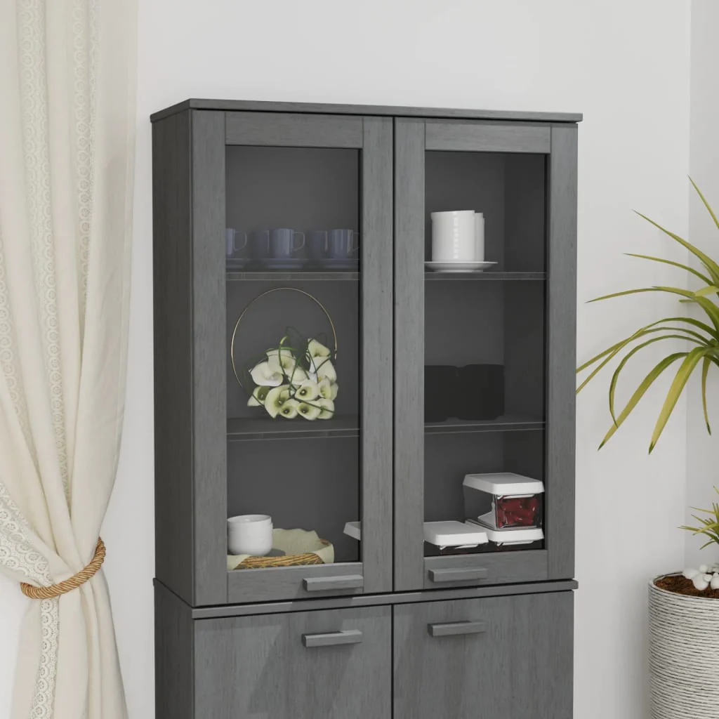 Berkfield Top for Highboard HAMAR Dark Grey 85x35x100cm Solid Wood Pine