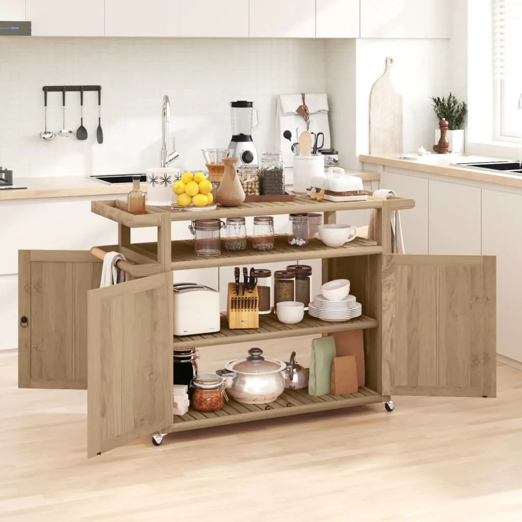 Berkfield Bar Cart 120x50x90 cm Solid Wood Teak