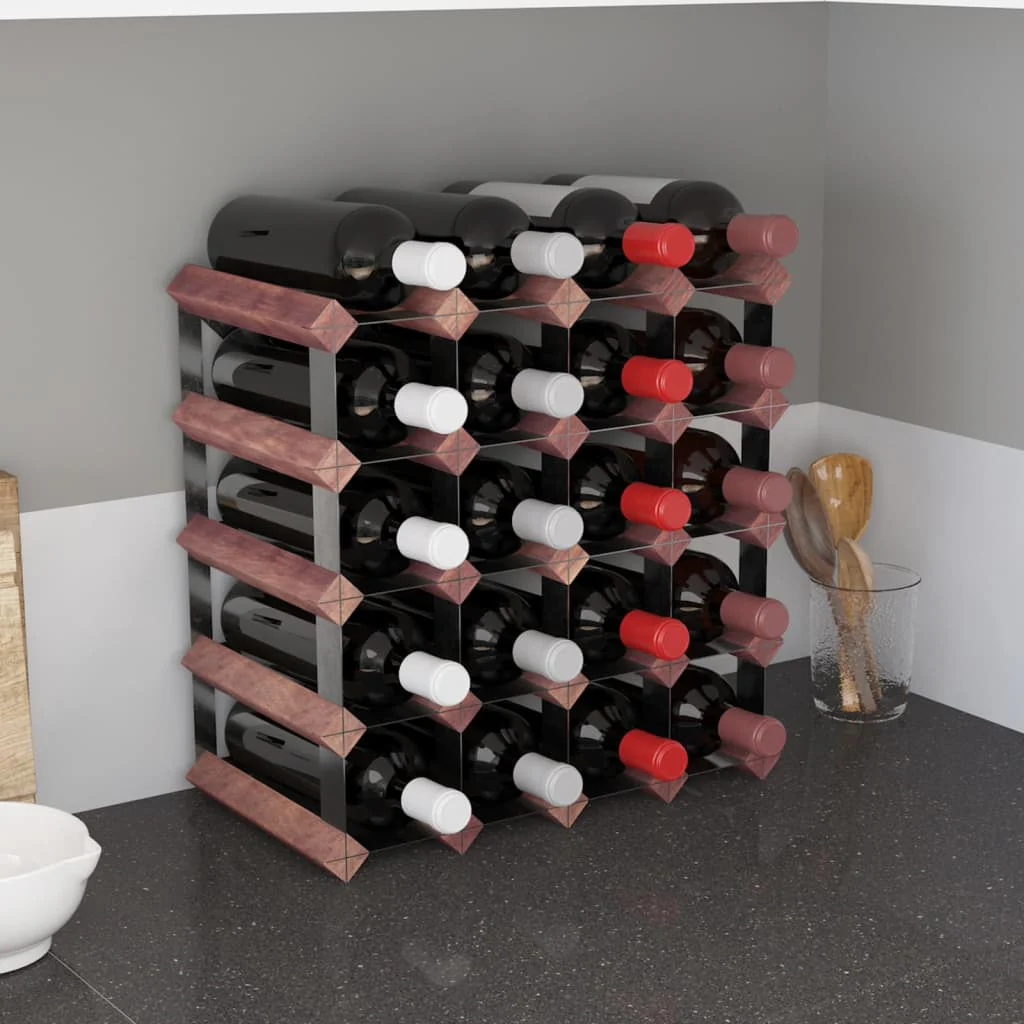 Berkfield Wine Rack for 20 Bottles Brown Solid Wood Pine
