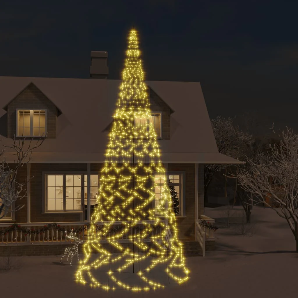 Berkfield Christmas Tree on Flagpole Warm White 3000 LEDs 800 cm