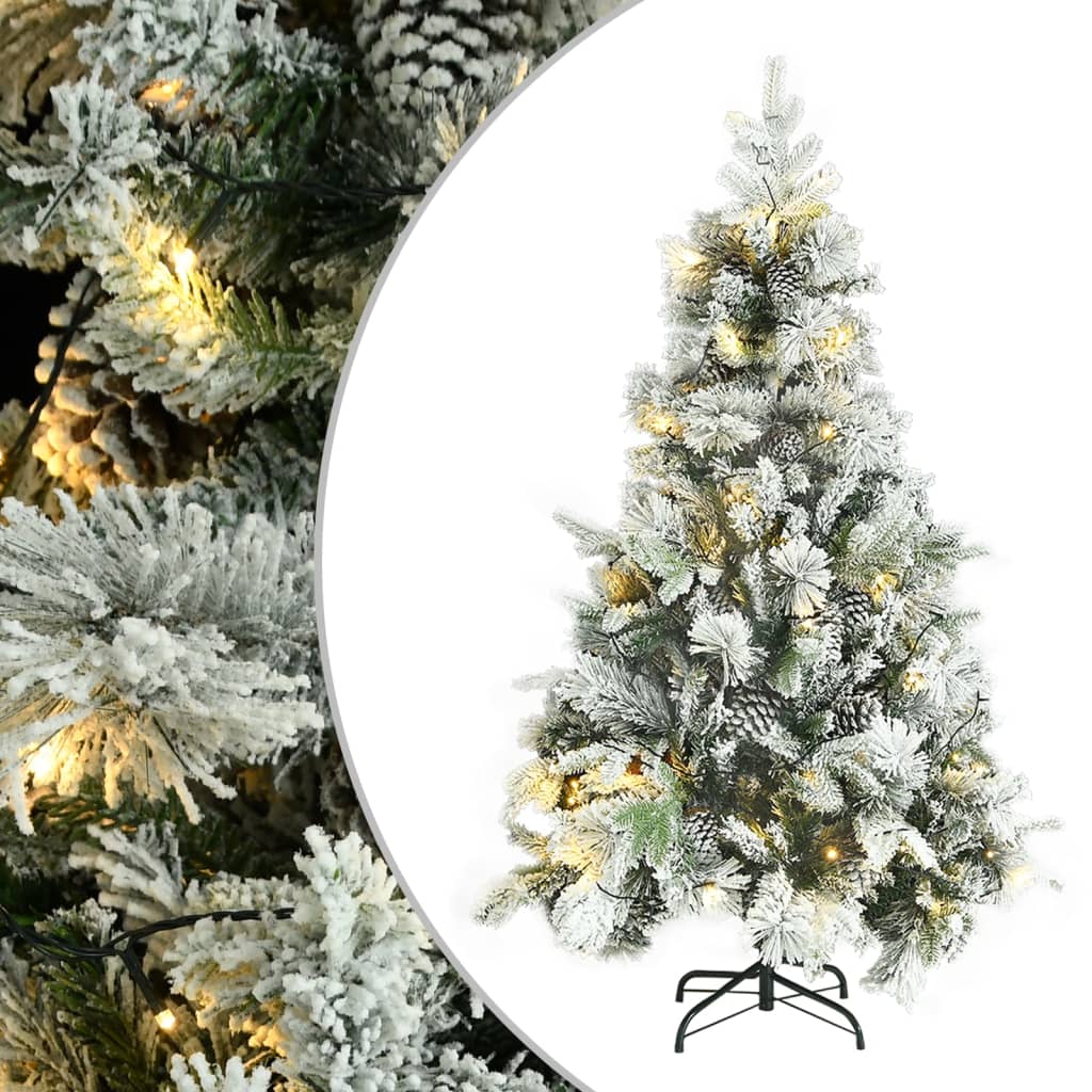 Berkfield Christmas Tree with Flocked Snow&LEDs&Cones 120 cm PVC&PE