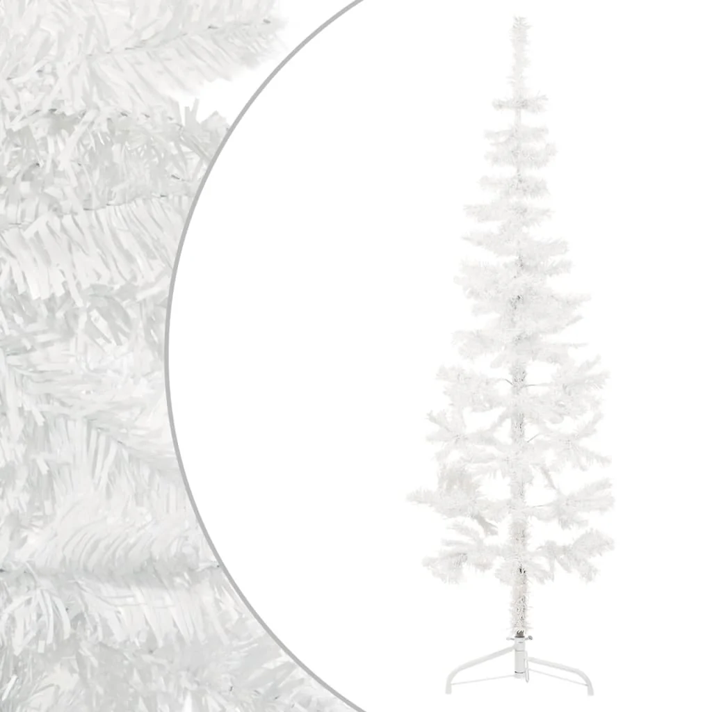 Berkfield Slim Artificial Half Christmas Tree with Stand White 150 cm