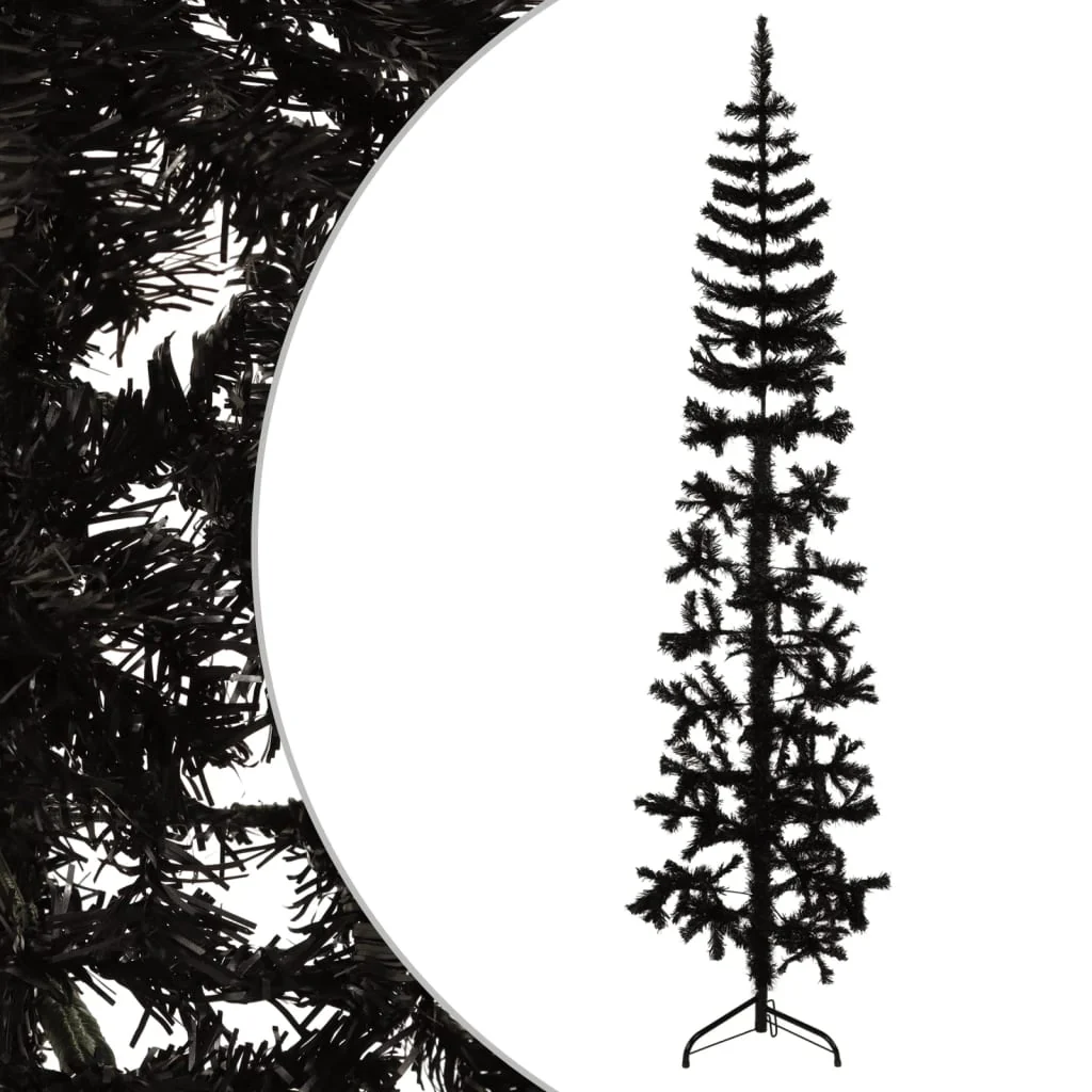 Berkfield Slim Artificial Half Christmas Tree with Stand Black 240 cm