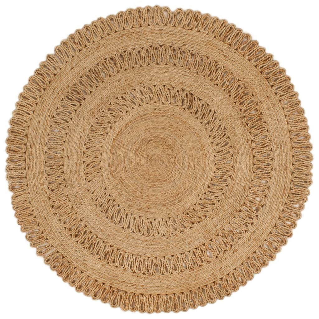 Berkfield Area Rug Hand-braided Jute 120 cm Round
