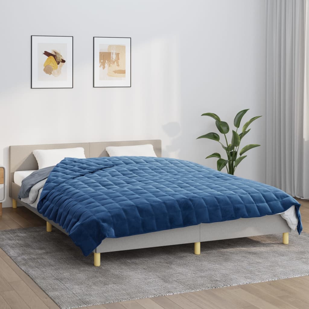 Berkfield Weighted Blanket Blue 220x235 cm King 15 kg Fabric