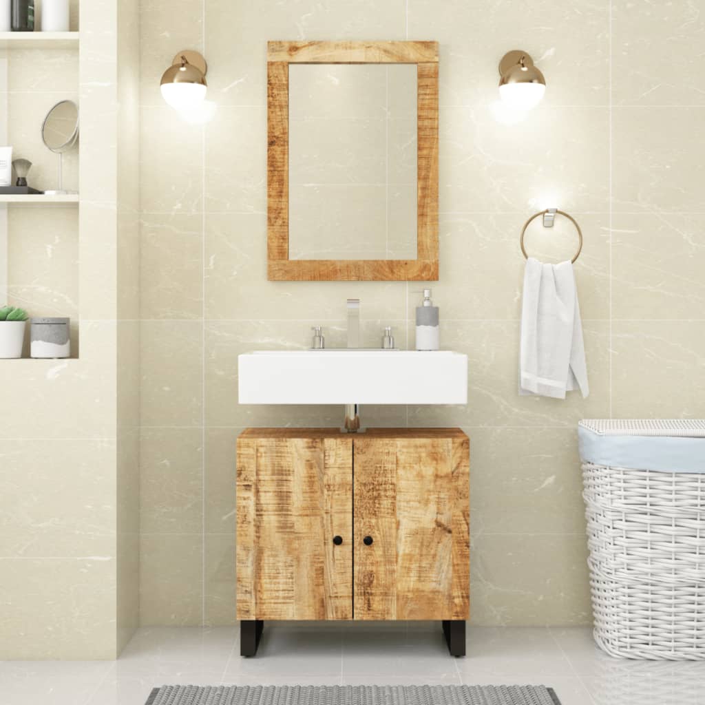 Berkfield Mirror 70x50 cm Solid Wood Mango and Glass