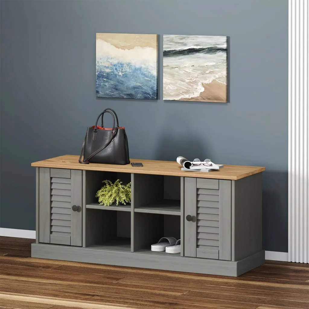 Berkfield Shoe Bench VIGO Grey 106x35x40 cm Solid Wood Pine