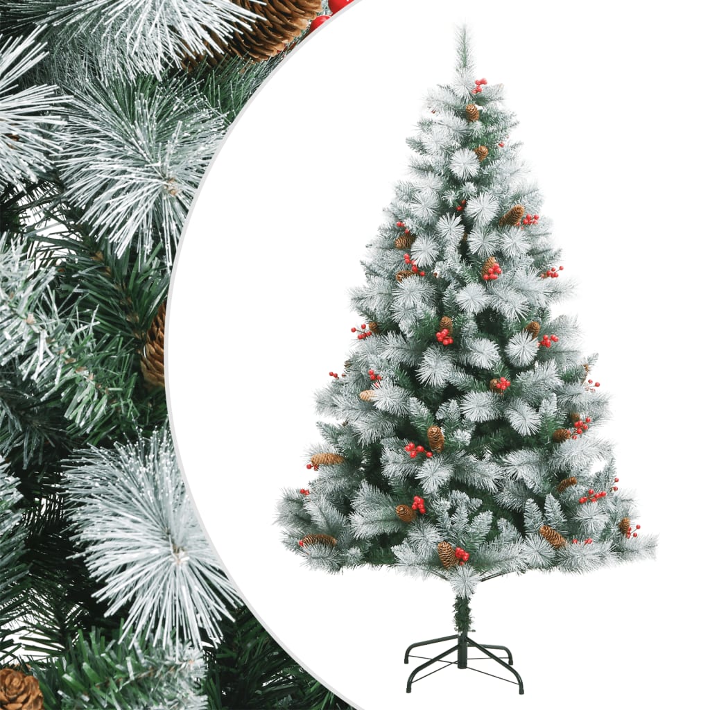 Berkfield Artificial Hinged Christmas Tree with Cones and Berries 180 cm