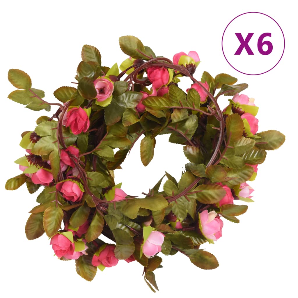 Berkfield Artificial Flower Garlands 6 pcs Rose 215 cm