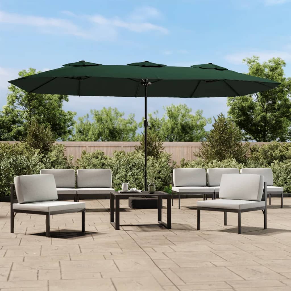 Berkfield Double-Head Parasol Green 449x245 cm