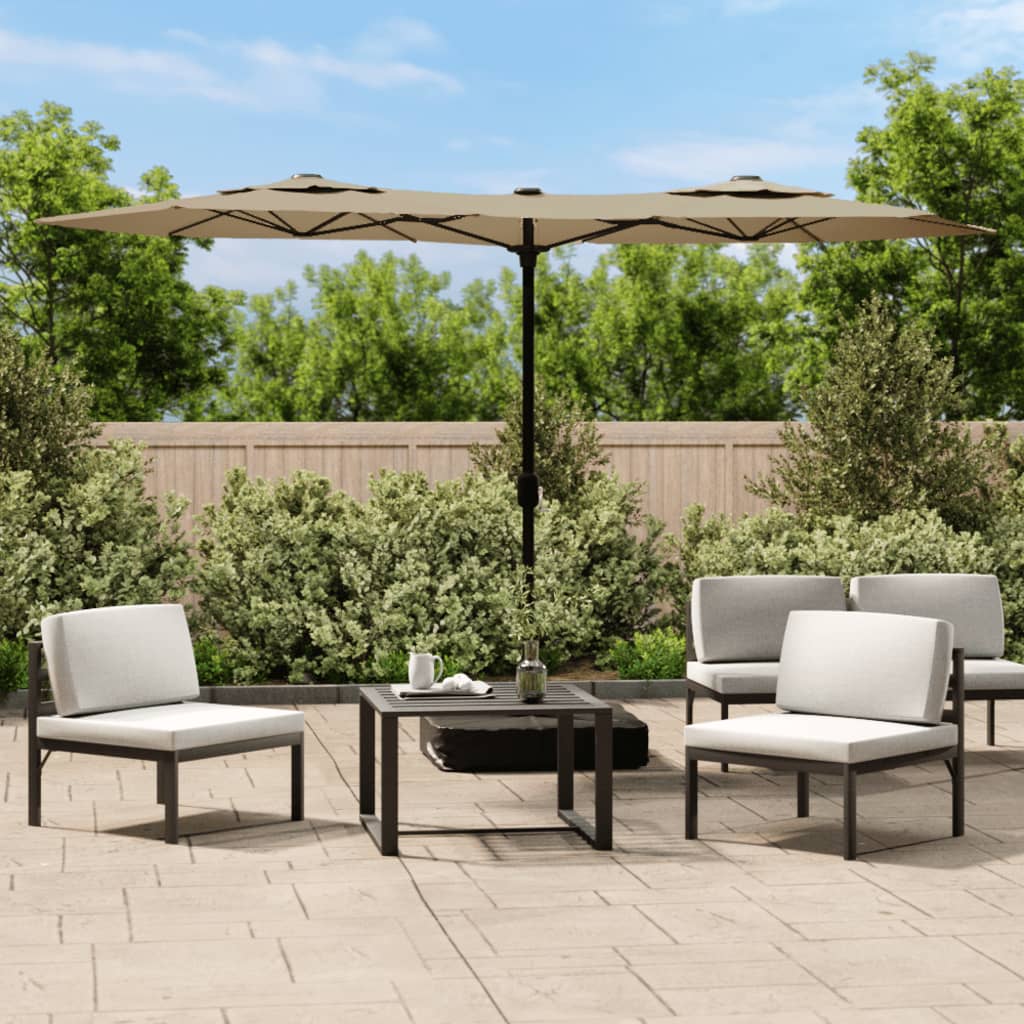 Berkfield Double-Head Parasol Taupe 316x240 cm