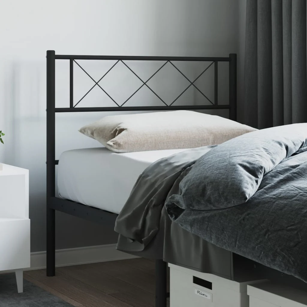 Berkfield Metal Headboard Black 95x90 cm