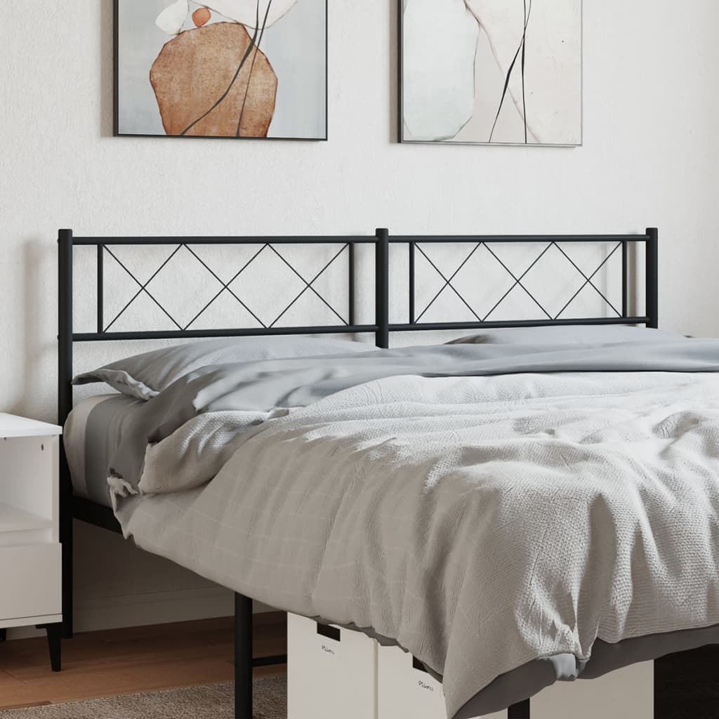Berkfield Metal Headboard Black 142x90 cm