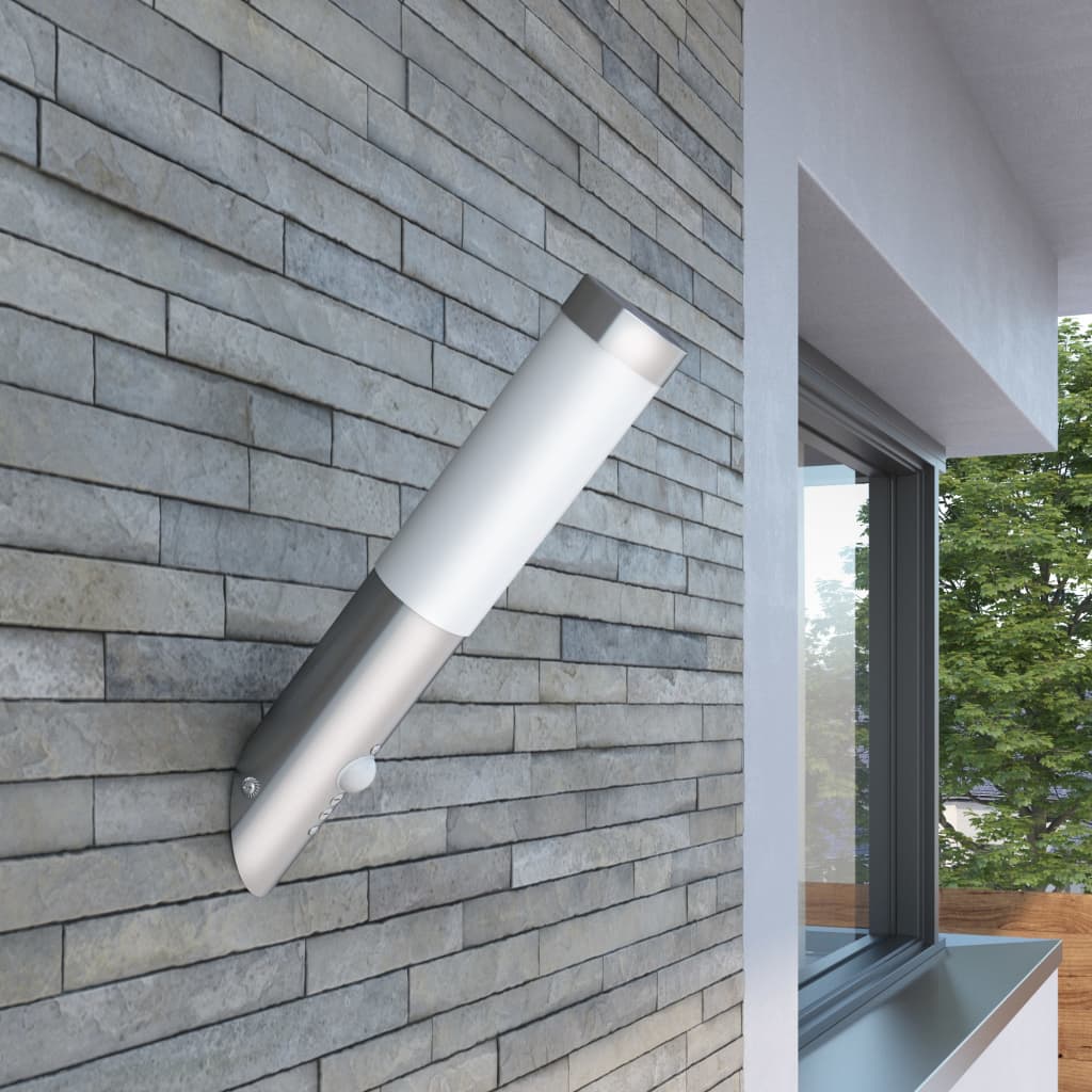 Berkfield RVS Gardenlamp Wall Lamp Waterproof with Motion Detector