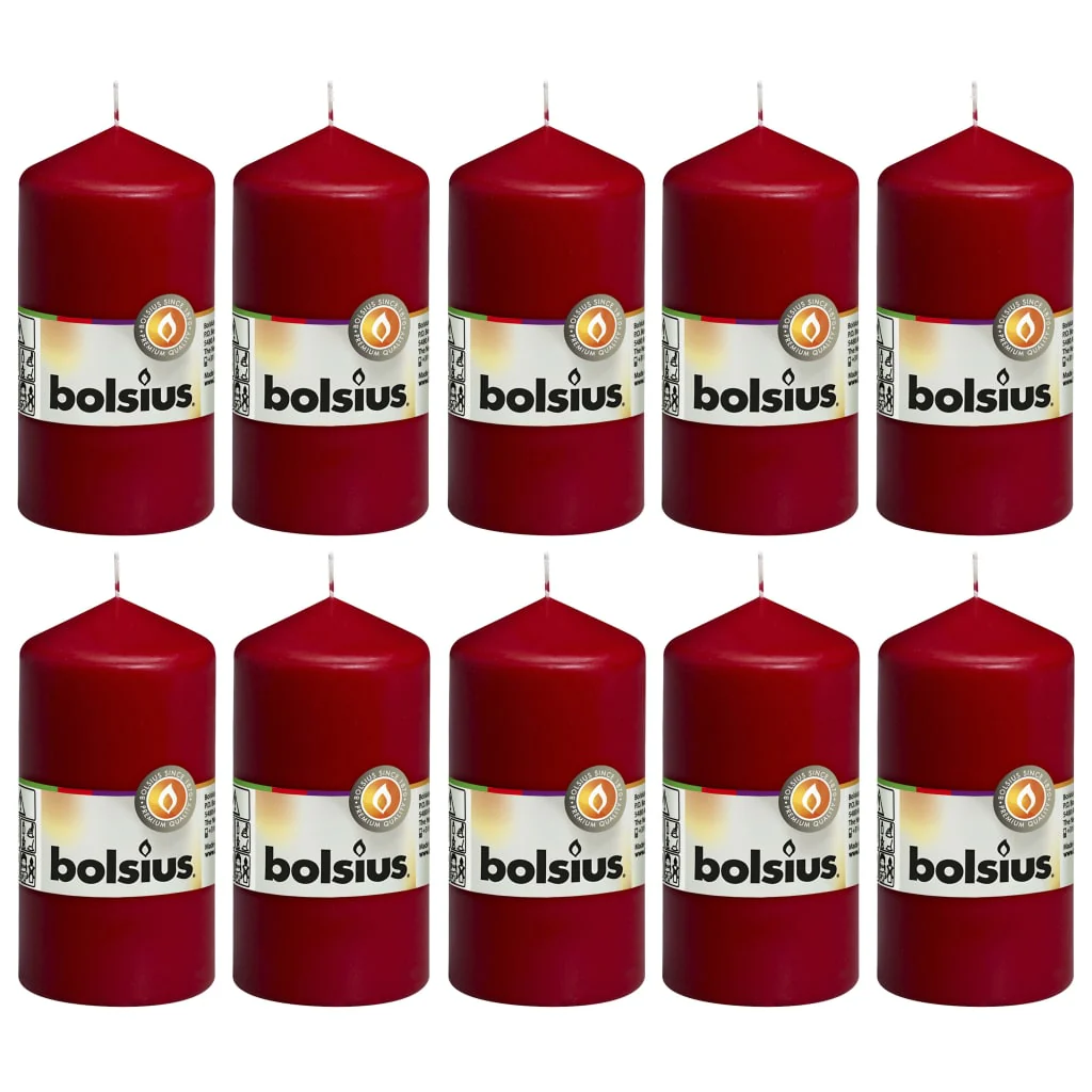 Bolsius Pillar Candles 10 pcs 120x58 mm Wine Red