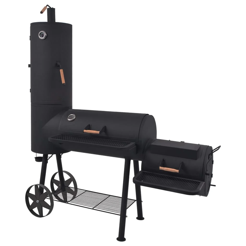 Berkfield BBQ Charcoal Smoker with Bottom Shelf Black Heavy XXL