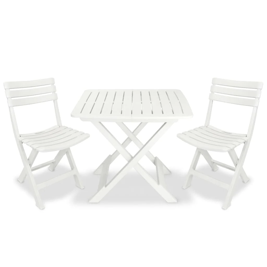 Berkfield 3 Piece Folding Bistro Set Plastic White