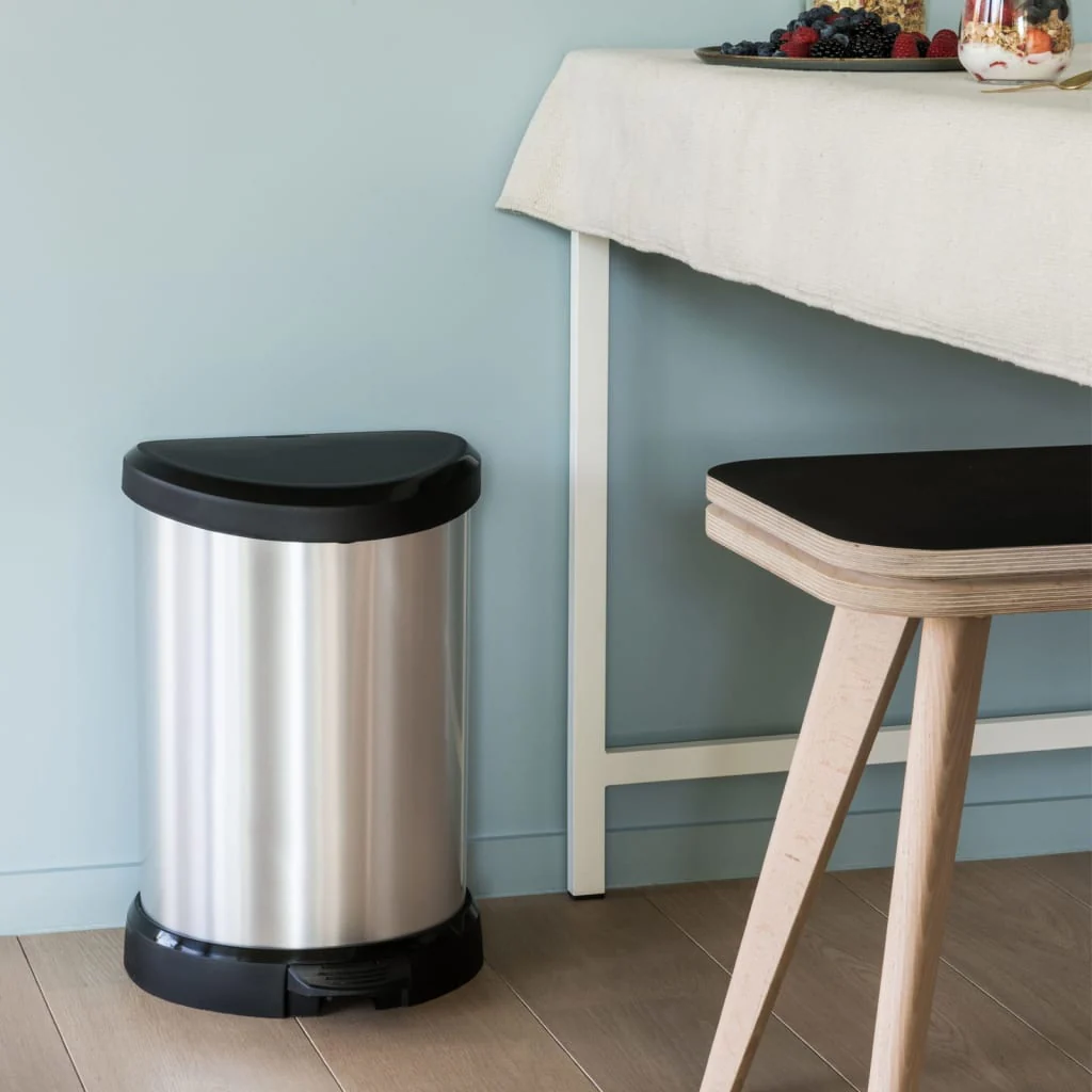 Curver Pedal Bin Deco D-Shape 15L Silver