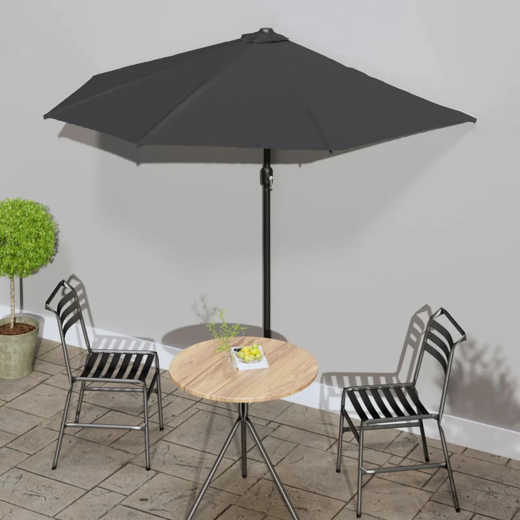 Berkfield Balcony Parasol with Aluminium Pole Anthracite 270x144 cm Half