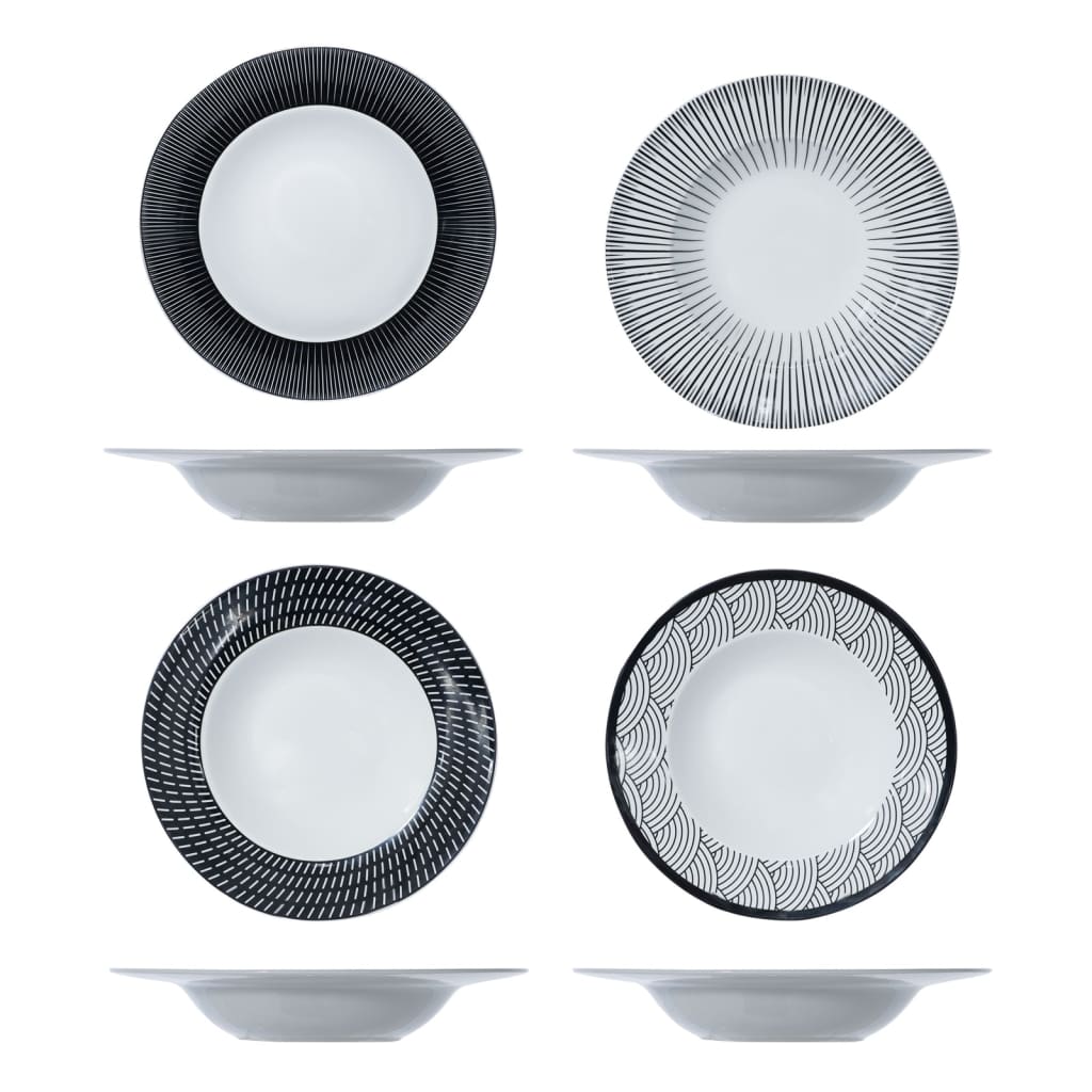 Cosy & Trendy Pasta Plate Geo 4 pcs �â�_27.5 cm Black and White