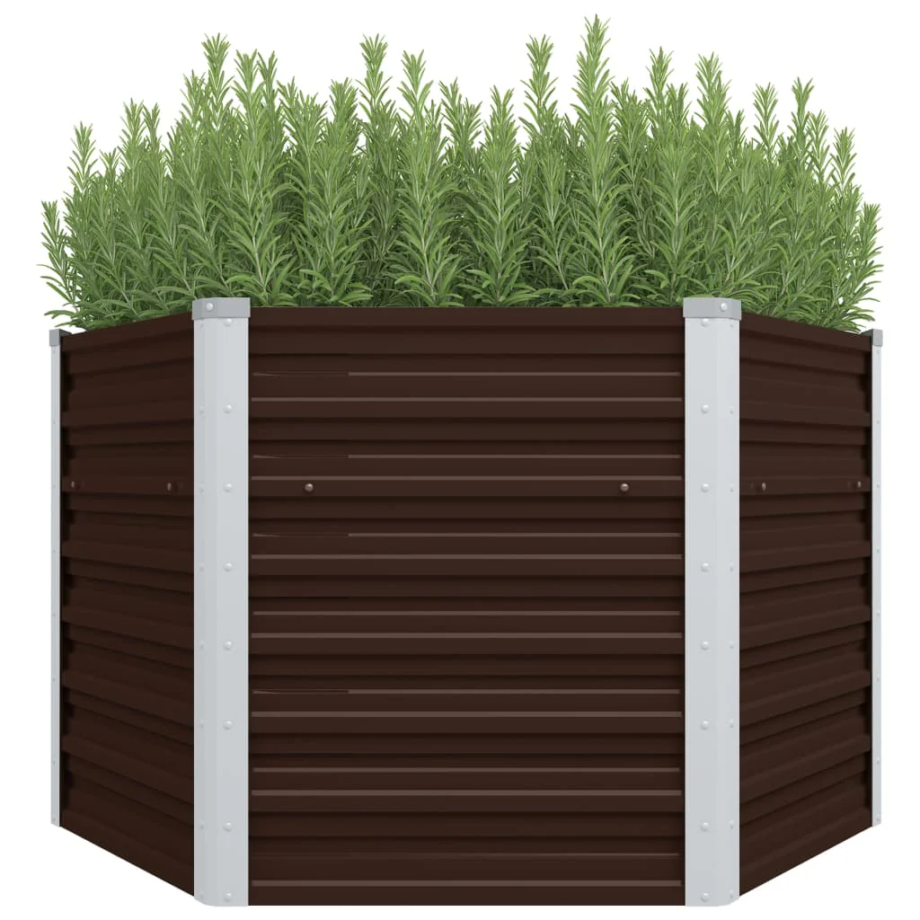 Berkfield Garden Raised Bed Brown 129x129x77 cm Galvanised Steel