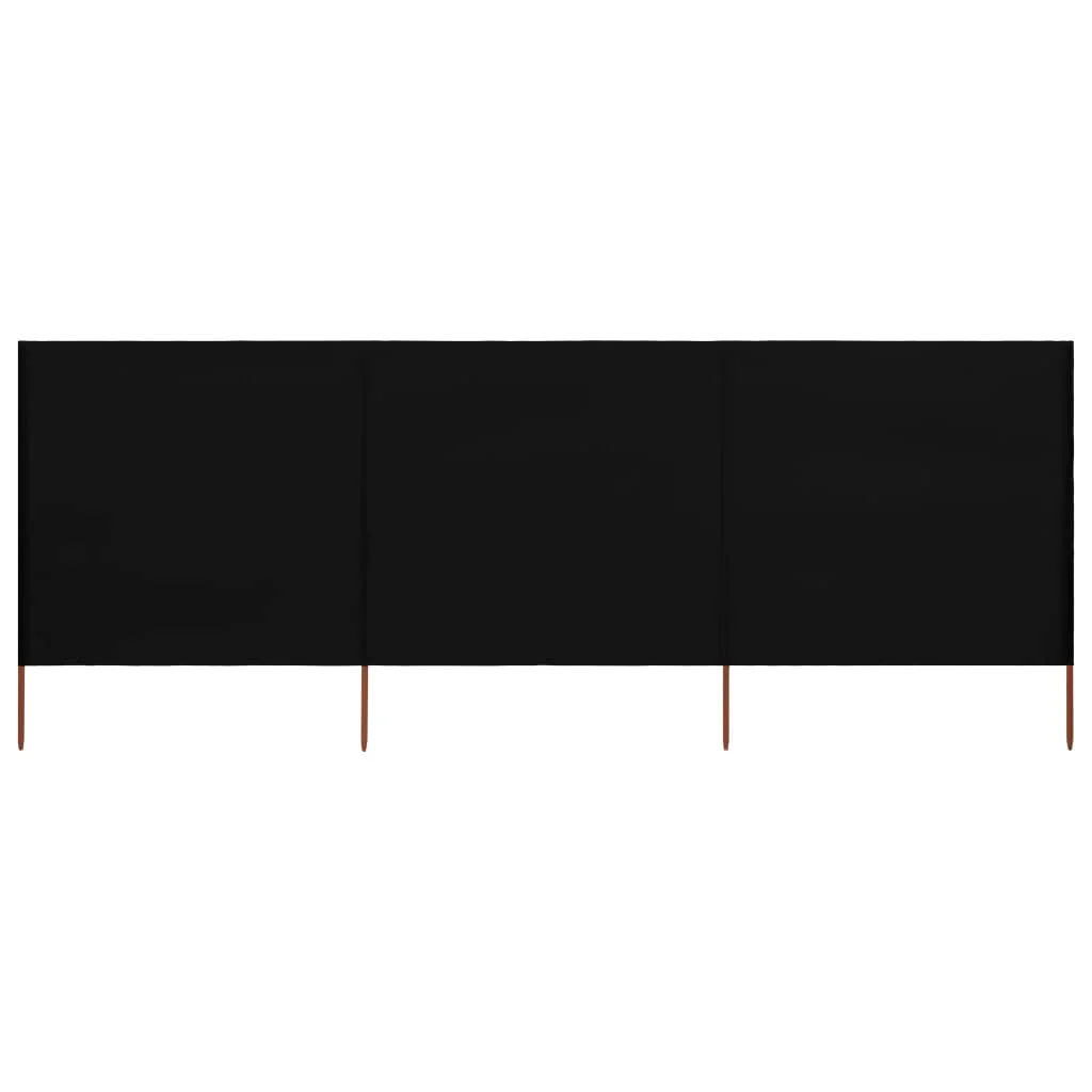 Berkfield 3-panel Wind Screen Fabric 400x120 cm Black