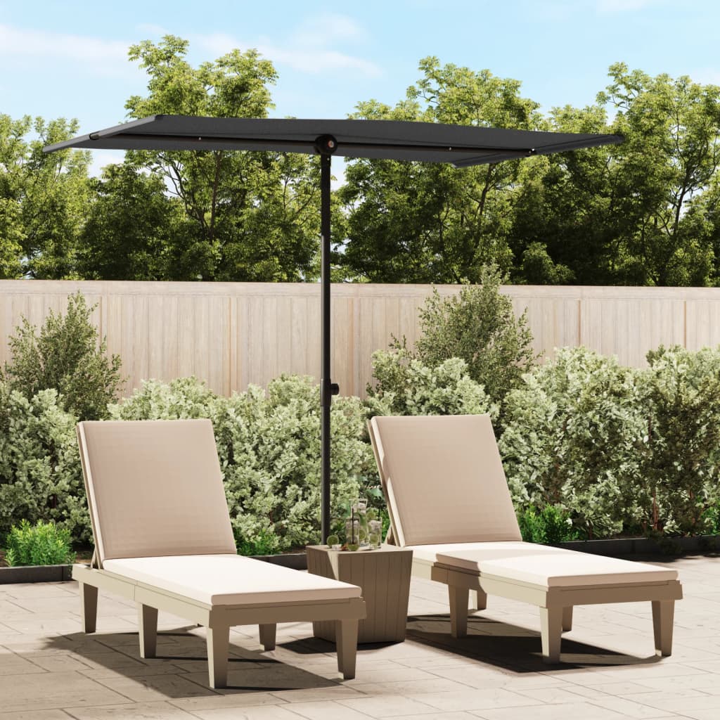 Berkfield Outdoor Parasol with Aluminium Pole 2x1.5 m Black