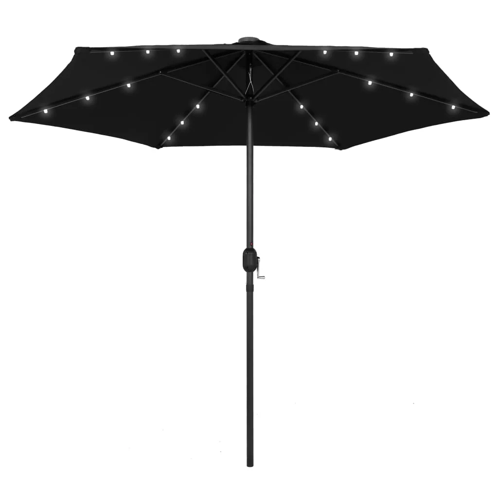 Berkfield Parasol with LED Lights and Aluminium Pole 270 cm Black