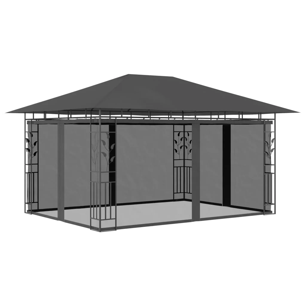 Berkfield Gazebo with Mosquito Net 4x3x2.73 m Anthracite 180 g/m�__