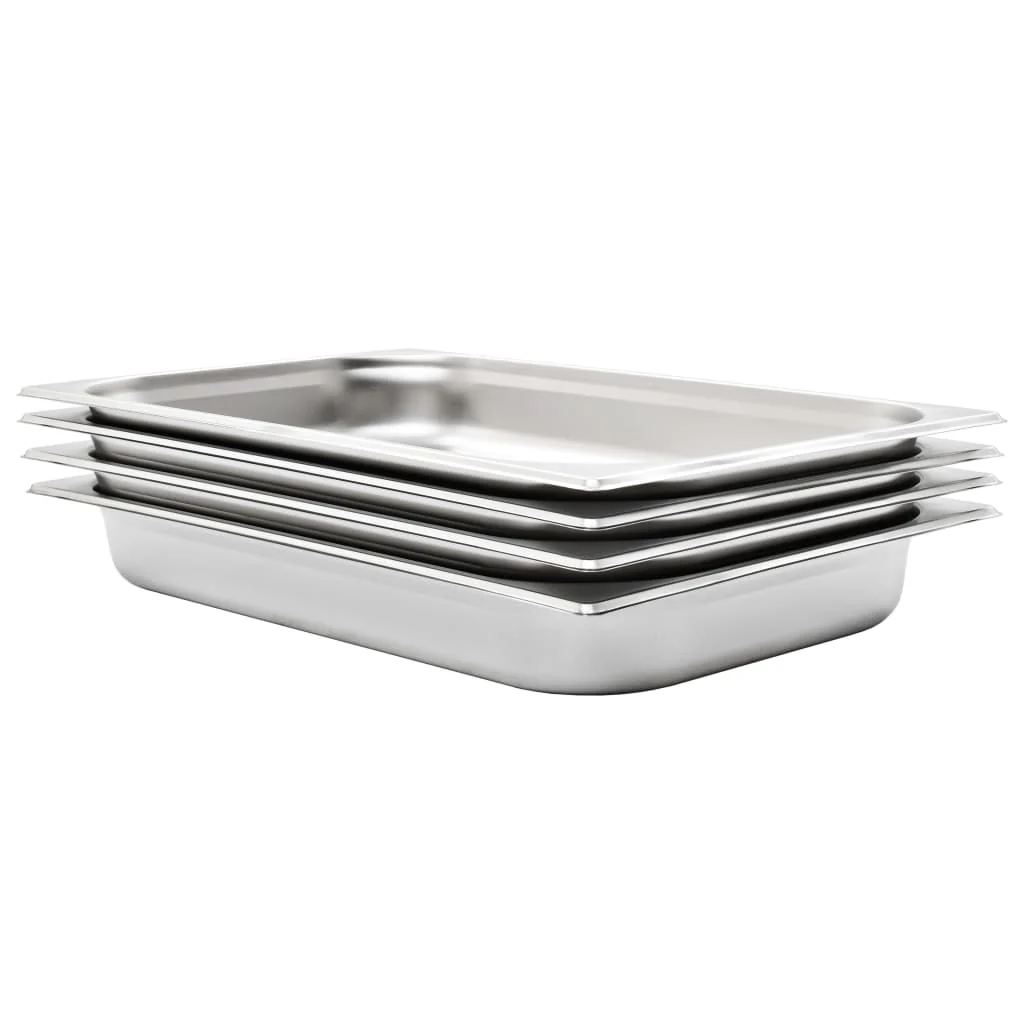 Berkfield Gastronorm Containers 4 pcs GN 1/1 65 mm Stainless Steel