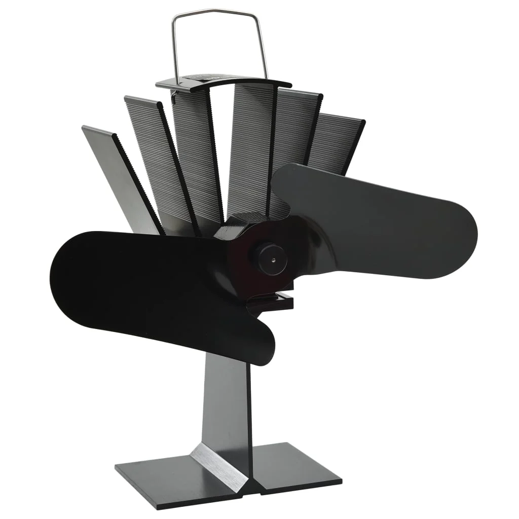 Berkfield Heat Powered Stove Fan 2 Blades Black