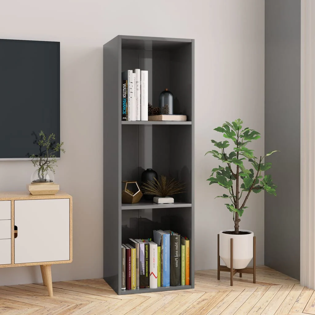 Berkfield Book Cabinet/TV Cabinet High Gloss Grey 36x30x114 cm Engineered Wood