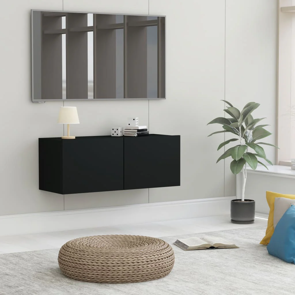 Berkfield TV Cabinet Black 80x30x30 cm Engineered Wood