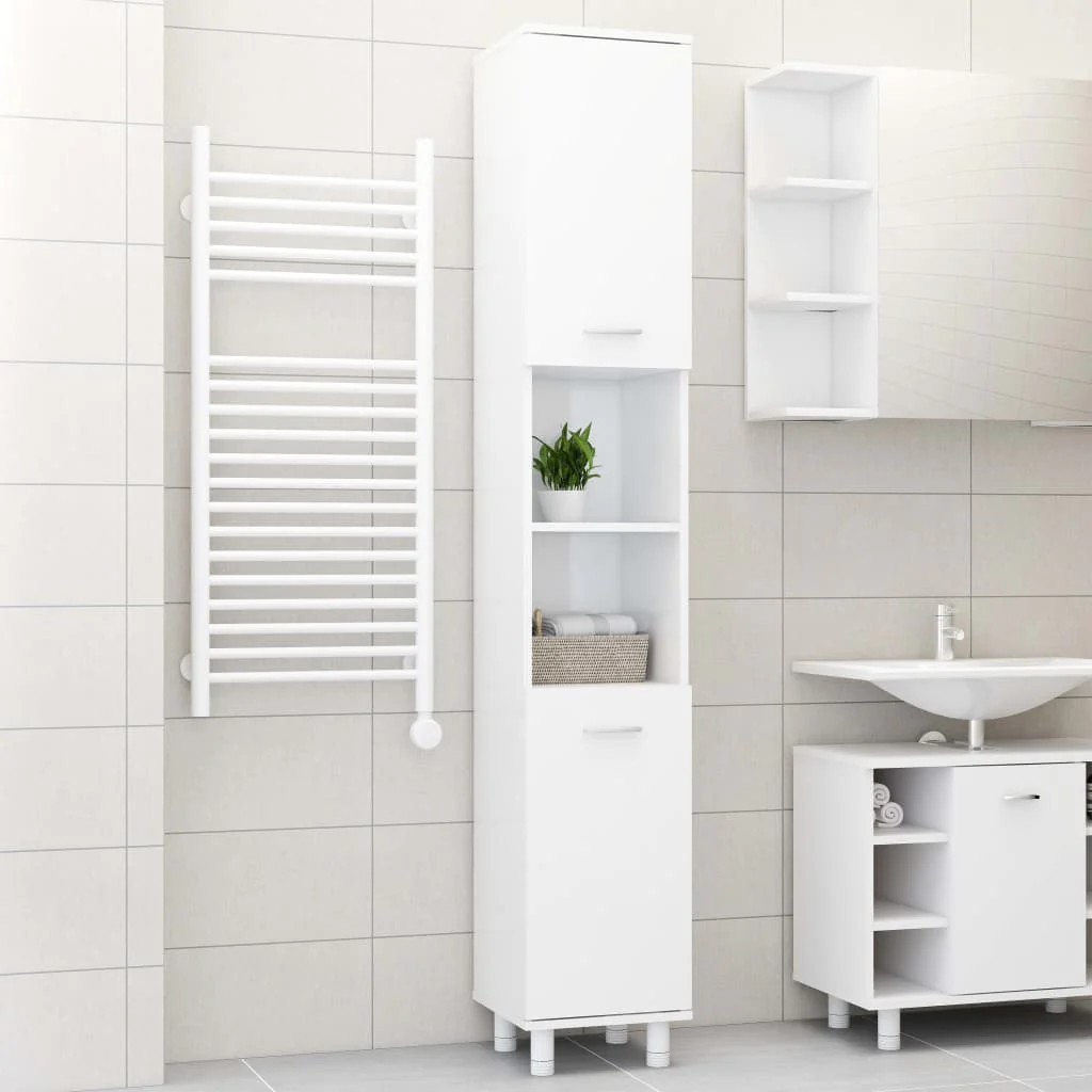 Berkfield Bathroom Cabinet High Gloss White 30x30x179 cm Engineered Wood