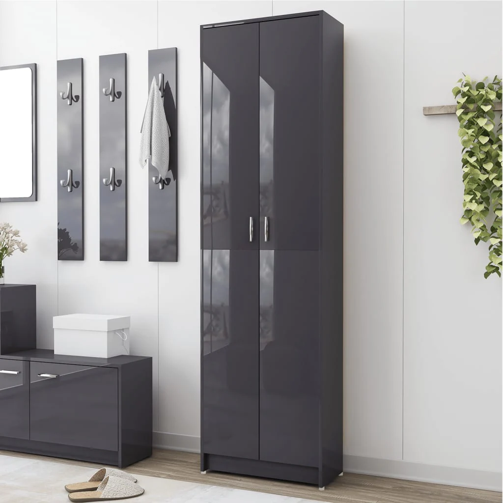 Berkfield Hallway Wardrobe High Gloss Grey 55x25x189 cm Engineered Wood
