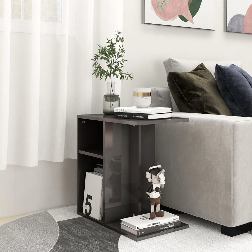 Berkfield Side Table High Gloss Grey 50x30x50 cm Engineered Wood