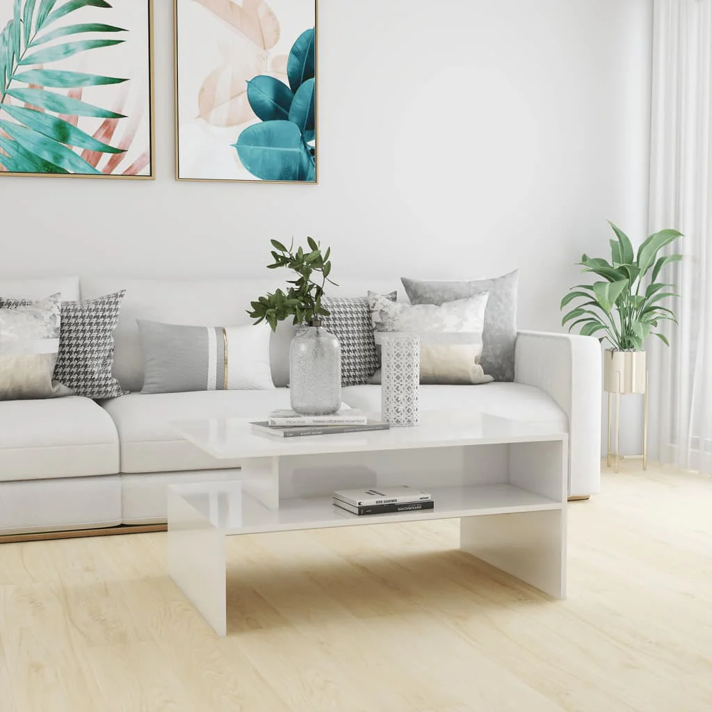 Berkfield Coffee Table High Gloss White 90x60x42.5 cm Engineered Wood